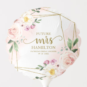 Future Mrs Blush Floral Geometric Bridal Shower Balloon
