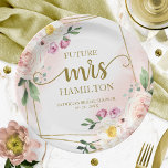 Future Mrs Blush Floral Geometric Bridal Shower Paper Plates<br><div class="desc">Future Mrs Blush Floral Geometric Bridal Shower Paper Plates</div>