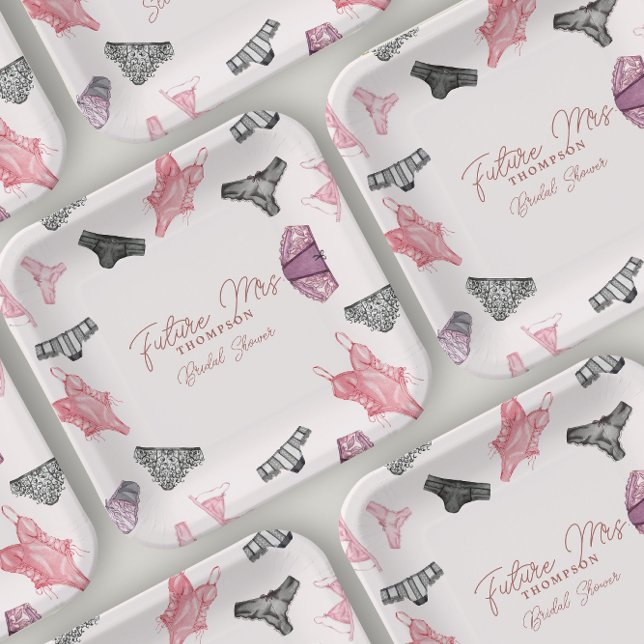 Future Mrs Blush Lingerie Blush Bridal Shower Paper Plates (Creator Uploaded)