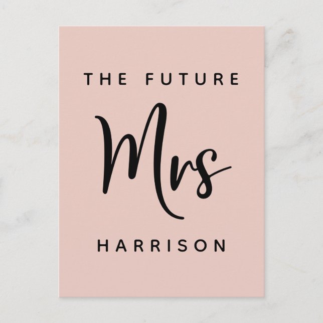 Future Mrs Blush Pink Bridal Shower Invitation Postcard (Front)
