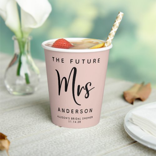 Future Mrs Blush Pink Bridal Shower Paper Cups