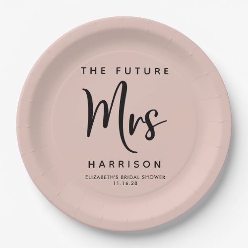 Future Mrs Blush Pink Bridal Shower Paper Plates