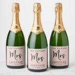 Future Mrs Blush Pink Bridal Shower Sparkling Wine Label<br><div class="desc">Minimal modern "The Future Mrs" personalized blush pink sparkling wine labels for your bridal shower,  bridal brunch,  etc. "Mrs" is written in a large elegant script,  and you can personalize with your future married name,  first name and party date.</div>