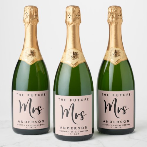 Future Mrs Blush Pink Bridal Shower Sparkling Wine Label