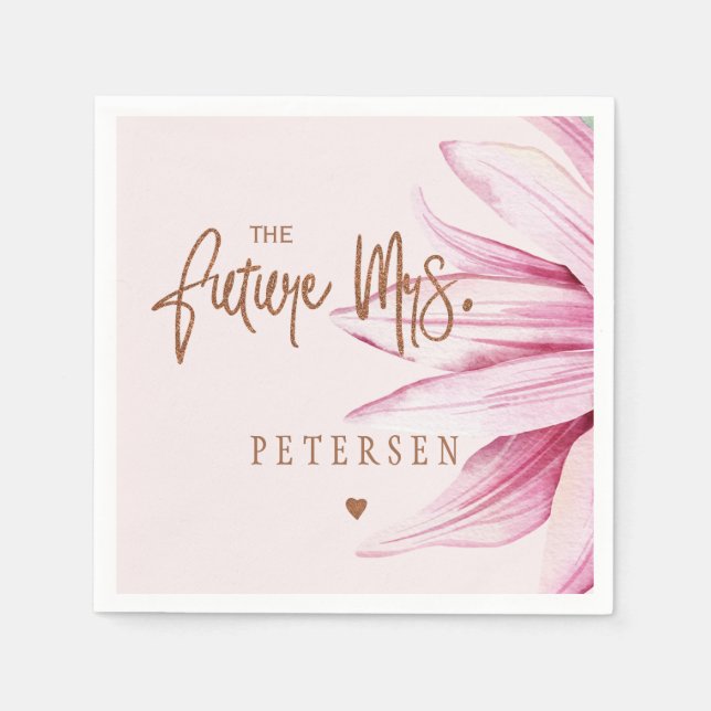 Future mrs blush pink watercolor bridal shower napkins (Front)