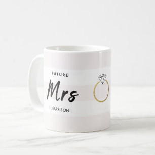 Future Mrs Blush Pink White Gold Diamond Script Coffee Mug