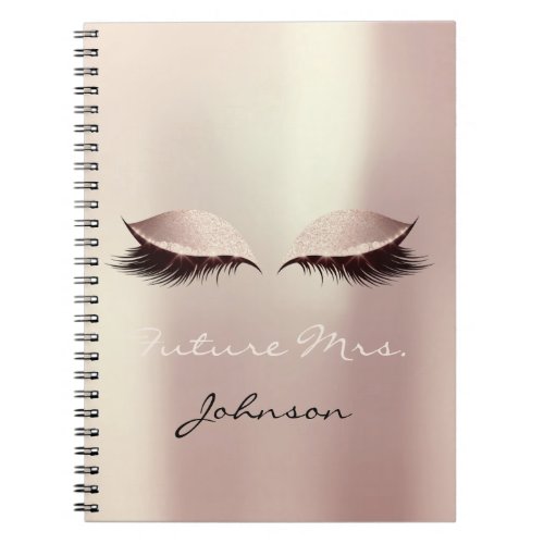 Future Mrs Bridal Pink Makeup Glitter Name Sparkle Notebook