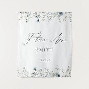 future Mrs Bridal Shower Backdrop Blue Wildflower