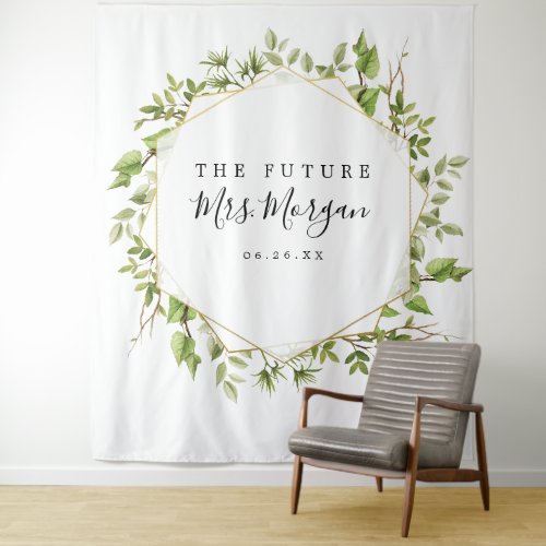 Future Mrs Bridal Shower Backdrop Greenery