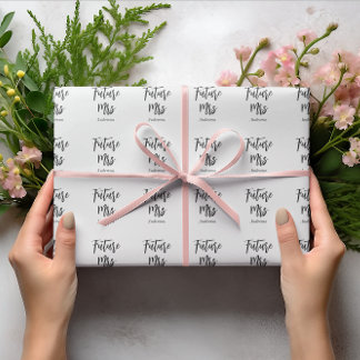 Future Mrs Bridal Shower Black White  Wrapping Paper