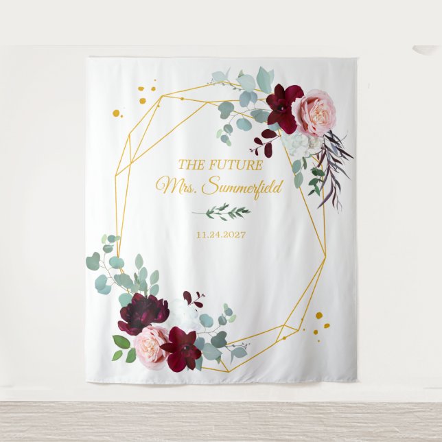 Future Mrs Bridal Shower Gold Backdrop Photo Booth (Front)