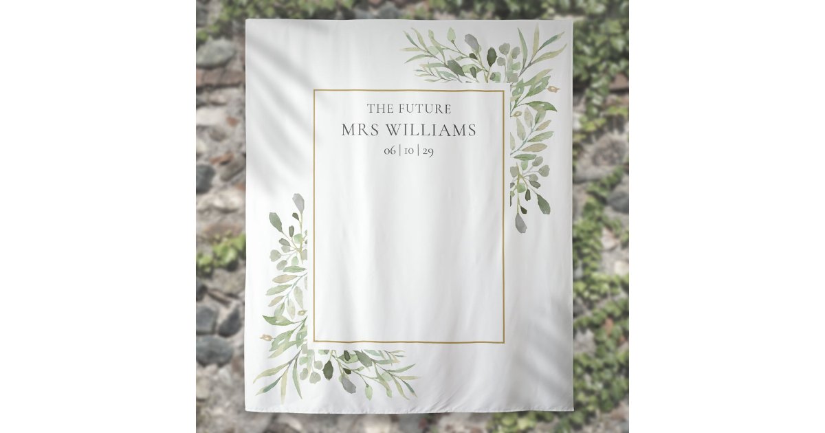 Future Mrs Bridal Shower Greenery Photo Backdrop | Zazzle