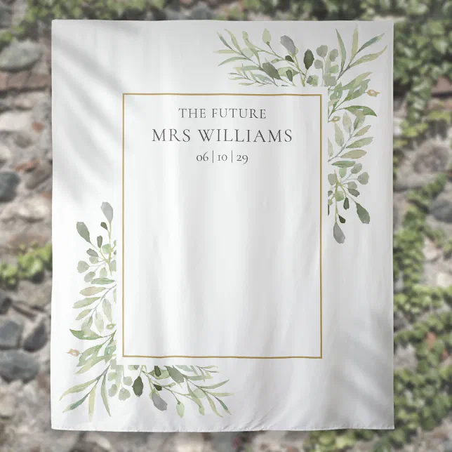 Future Mrs Bridal Shower Greenery Photo Backdrop | Zazzle