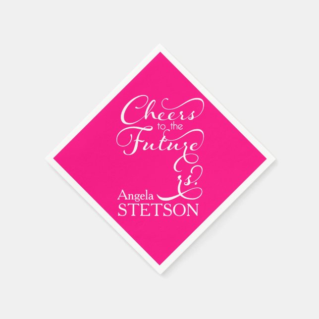 Future Mrs Bridal Shower | Hot Pink Paper Napkins (Corner)