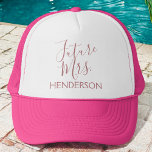 Future Mrs. Bridal Shower or Bachelorette Party Trucker Hat<br><div class="desc">Future Mrs. Bridal Shower Rose Gold Script Typography Pink Trucker Hat for a Wedding,  Bridal Shower or Bachelorette Party Celebration.</div>