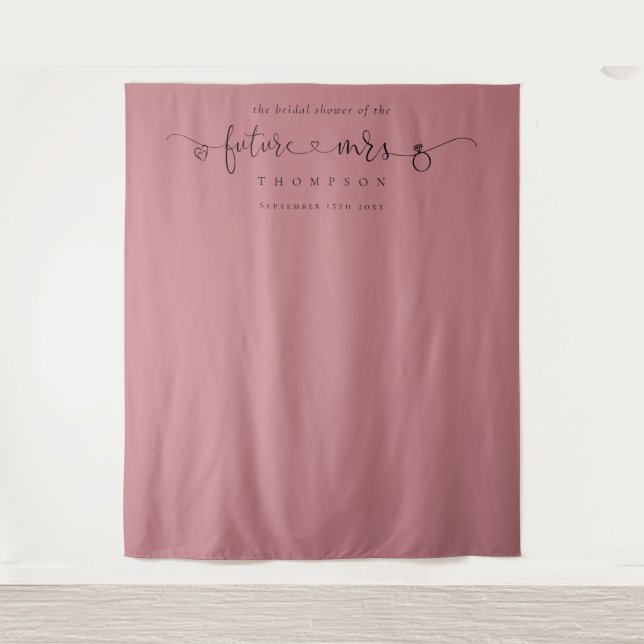 Future Mrs Bridal Shower Pink Photo Background Tapestry (Front)