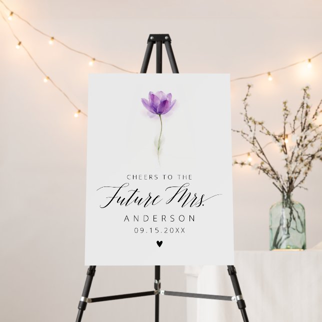 Future Mrs. Bridal Shower Welcome Sign Purple  (In Situ (Stand))