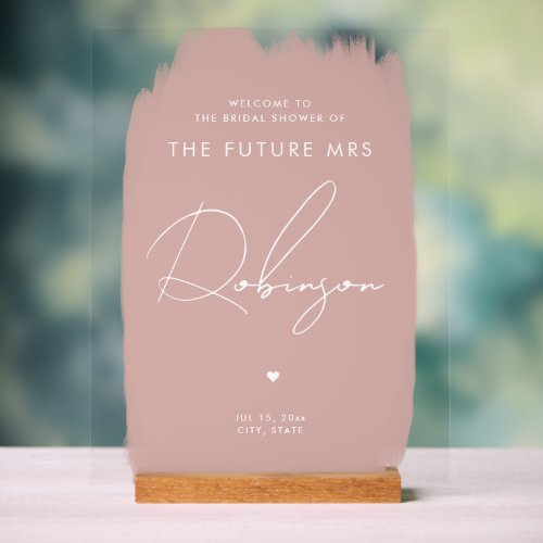 FUTURE MRS Bridal Shower Welcome White Blush Acrylic Sign