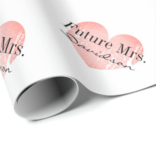 Goodbye Miss Hello Mrs Red White Bridal Shower Wrapping Paper, Zazzle