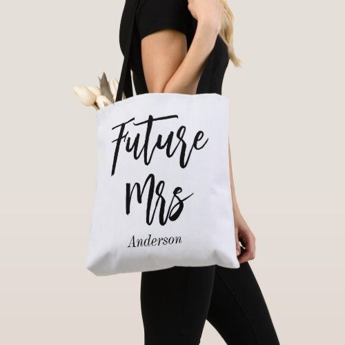 Future Mrs Bride Black White Wedding  Tote Bag