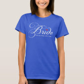 Future Mrs. Bride Blue Personalized Script Wedding T-Shirt (Front)