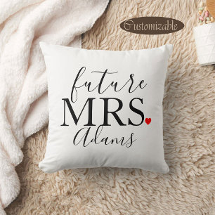 Future Mrs Bride, Fiance, Bachelorette Party Gift Throw Pillow
