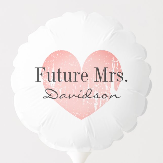 Future Mrs bride to be bridal shower party heart Balloon (Back)