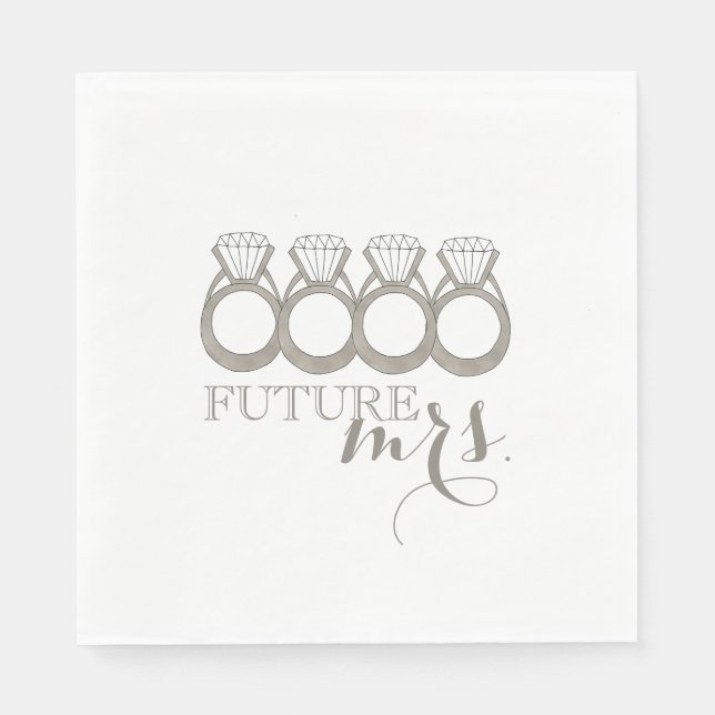 Future MRS. Bride-to-Be Diamond Engagement Ring Napkins (Front)