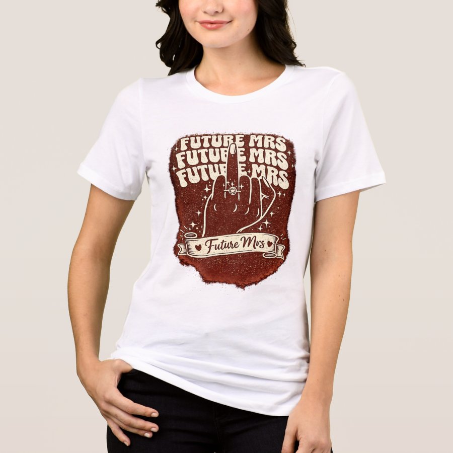 Future Mrs Bride To Be Engagement Party Retro Wedd Tri-Blend Shirt