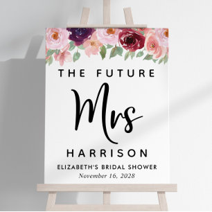 Future Mrs Burgundy Floral Custom Bridal Shower Foam Board