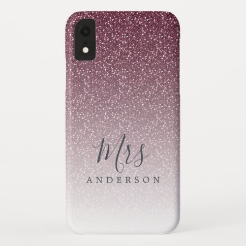 Future Mrs Burgundy Glitter Chic Script Bride iPhone XR Case