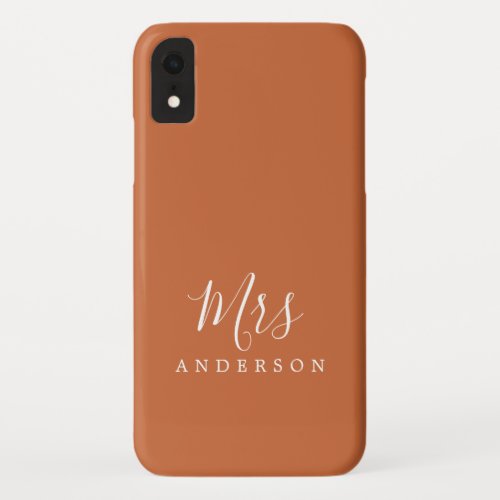Future Mrs Burnt Orange Chic Script Bride iPhone XR Case