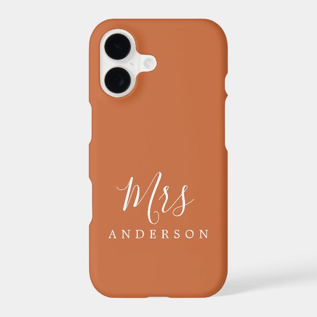 Future Mrs Burnt Orange Chic Script Bride Iphone Case (Back)