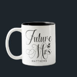 Future Mrs Calligraphy Personalized Coffee Mug<br><div class="desc">Future Mrs Calligraphy Personalized Coffee Mug - Lovely mug features pretty,  script calligraphy and is personalized with your name.</div>