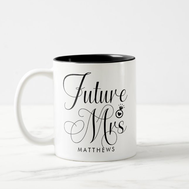 Future Mrs Calligraphy Personalized Coffee Mug  (Left)