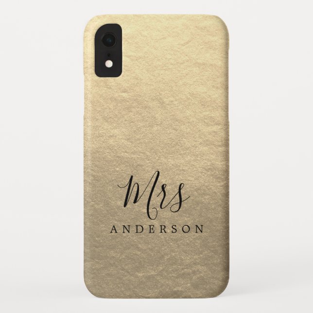 Future Mrs Champagne Gold Chic Script Bride Case-Mate iPhone Case (Back)