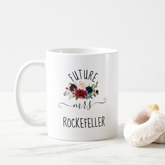 Future Mrs. Custom Engagement Gift, Bride to Be Coffee Mug (With Donut)