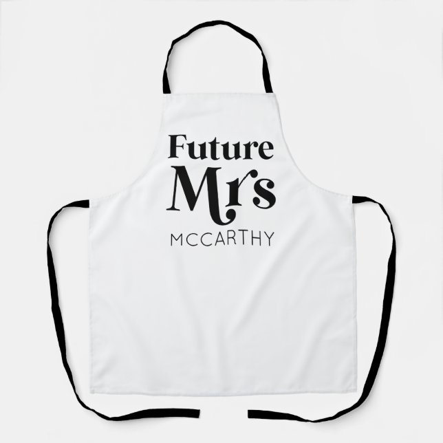 Future Mrs. Custom Last Name Bride To Be Fiancé Apron (Front)