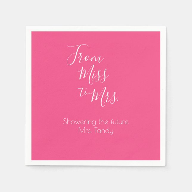 Future Mrs. Custom Name Bridal Shower Black White Napkins (Front)