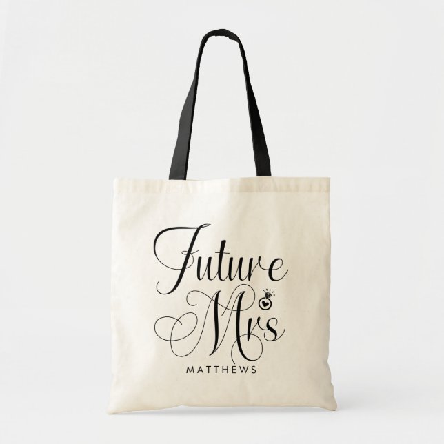 Future Mrs. Custom Name Wedding  Tote Bag (Front)