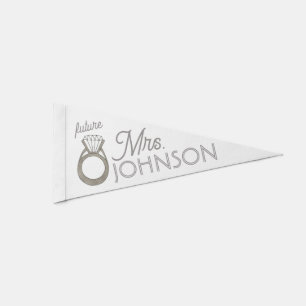 Future Mrs. Diamond Engagement Bridal Shower Bride Pennant Flag