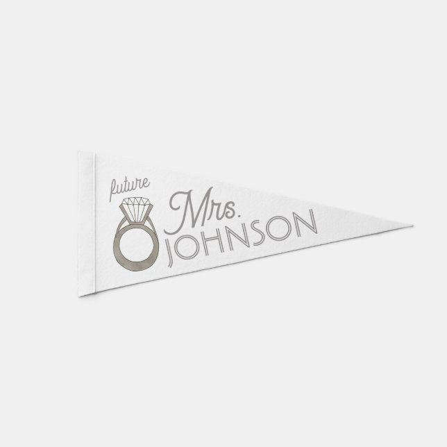 Future Mrs. Diamond Engagement Bridal Shower Bride Pennant Flag (Front)
