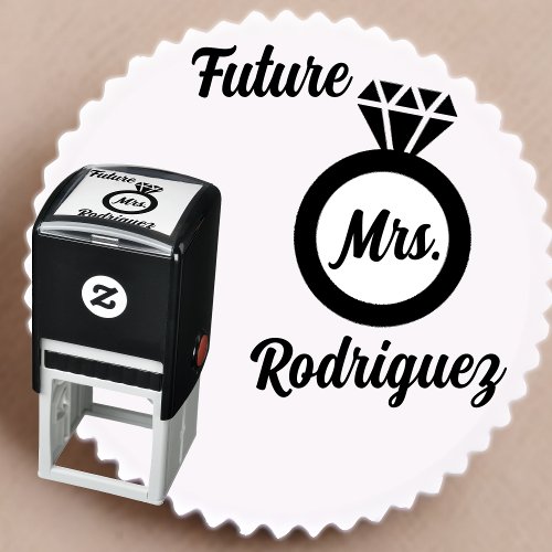 Future Mrs Diamond Ring with Custom Name Self_inking Stamp