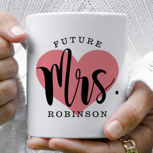 Future Mrs Dusty Rose Heart Wedding Monogram Coffee Mug