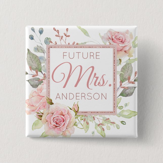 Future Mrs. | Engagement | Blush Roses Button (Front)