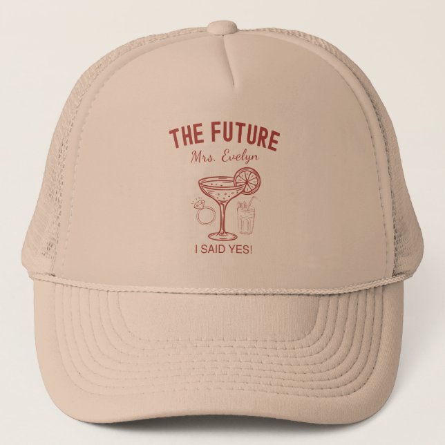 Future Mrs Engagement Custom Name Bride To Be Trucker Hat (Front)