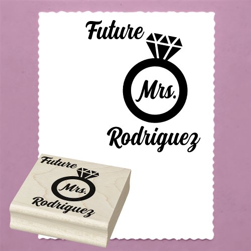 Future Mrs Engagement Ring and Custom Name Rubber Stamp