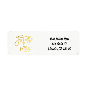 Future Mrs. Faux Gold Foil Modern Script Chic Label