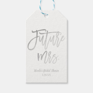 Future Mrs. Faux Silver Foil Modern Script Favor Gift Tags