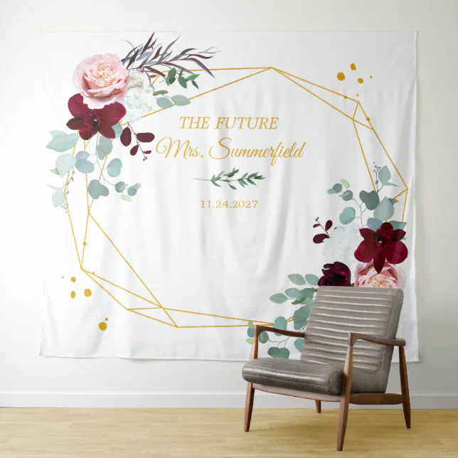Future Mrs Floral Backdrop Bridal Shower Tapestry | Zazzle